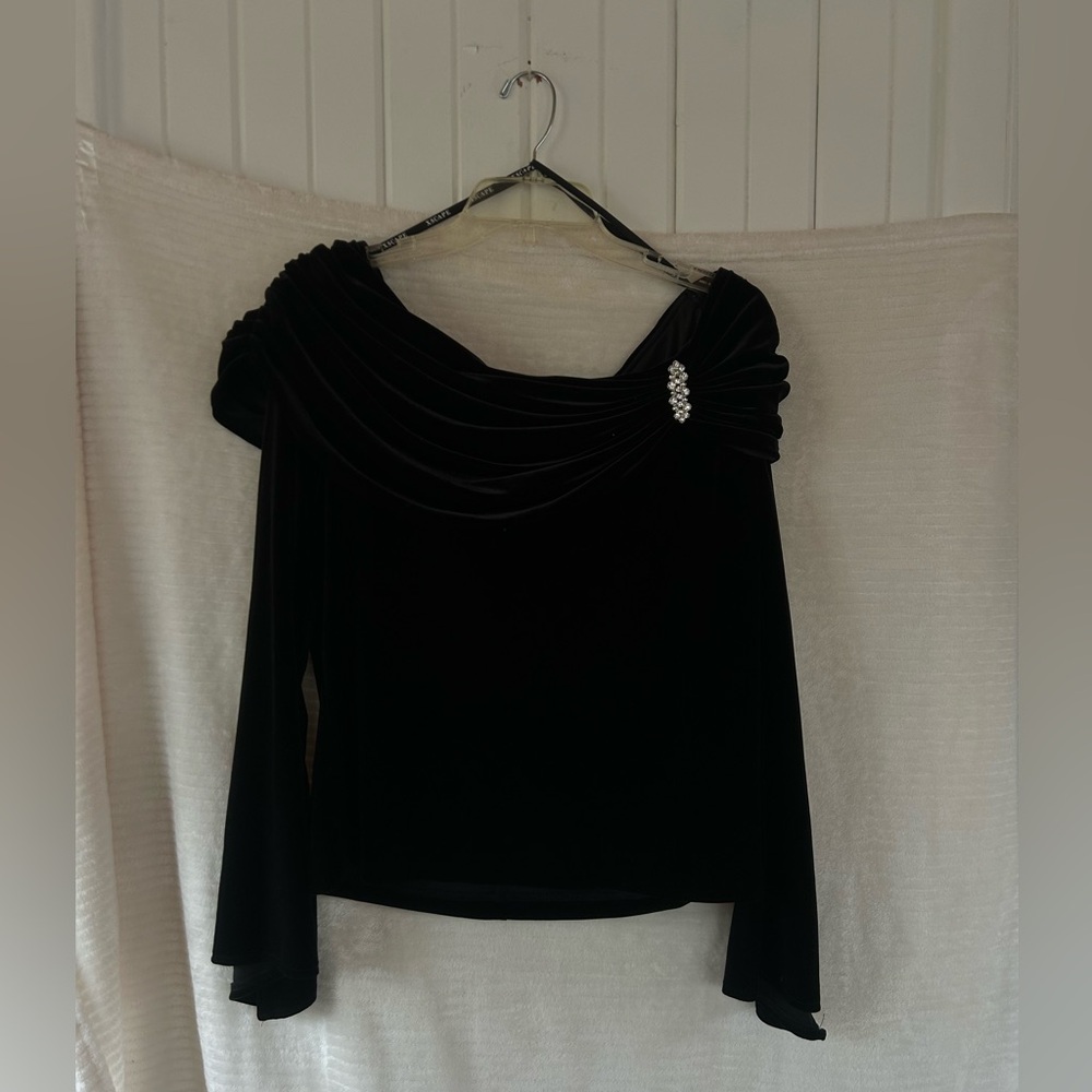 Xscape Black Off-Shoulder Blouse with Embellishment